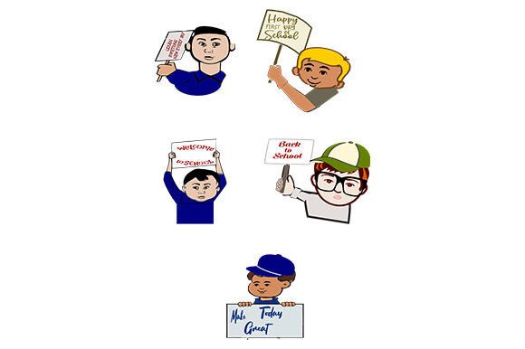 A Set of 5 Students with Sign 2
