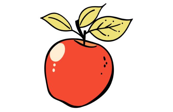 Back to School Apple Icon with Red Color