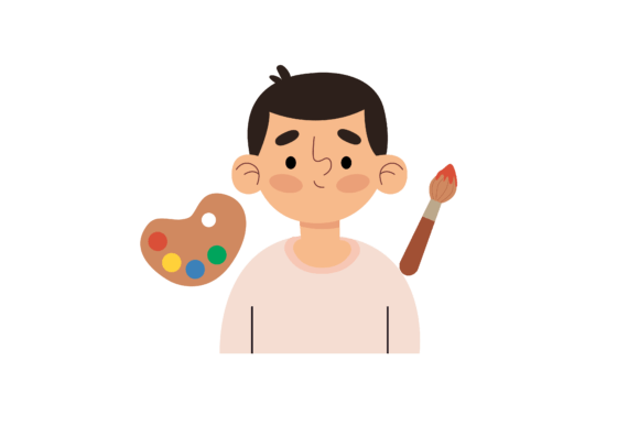 Back to School Flat People Boy Painter: A Versatile Visual Asset for Educators, Designers, and Learning Content Creators