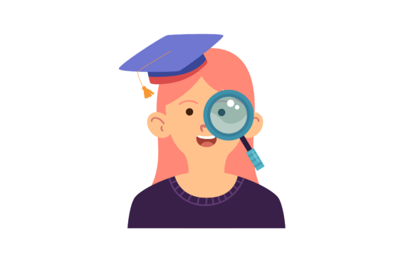 Back to School Girl with Graduation Hat