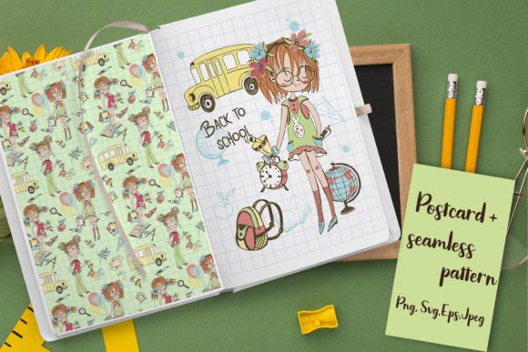 Bask to School. Girl 4. Png Svg Eps