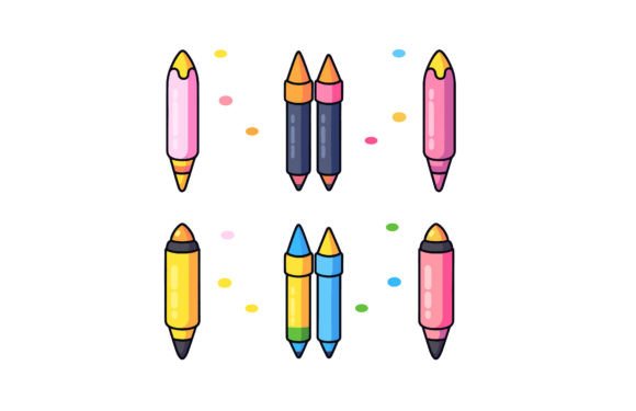Colorful Crayons Flat Illustration Set: A Versatile, Scalable Resource for Educators, Designers & Creatives