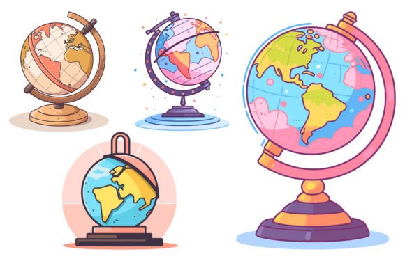 Colorful Globe Vector Illustration Set