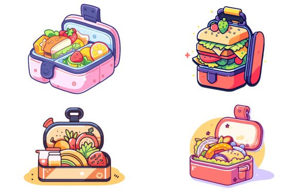 Colorful Lunchbox Vector Illustration