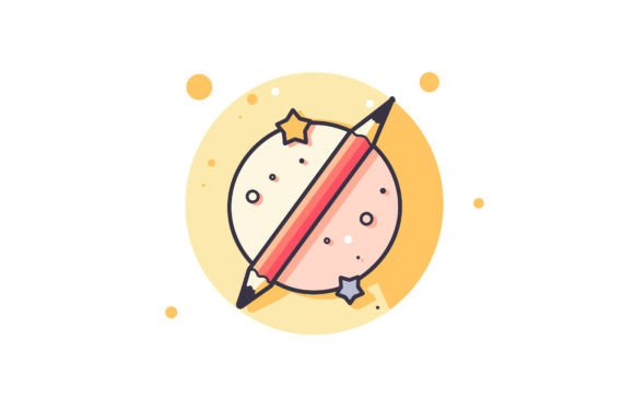 Colorful Pencil Flat Illustration