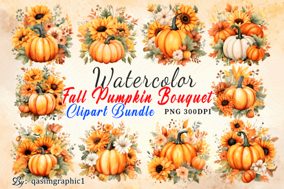 Pumpkin Bouquet Watercolor Sublimation