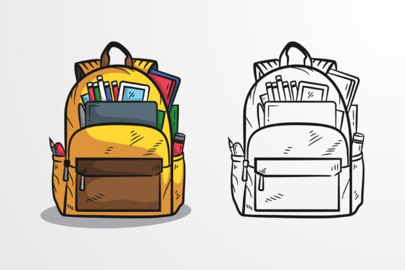 Yellow Bag Illustration Retro Style: A Smart Choice for Back-to-School Design Projects